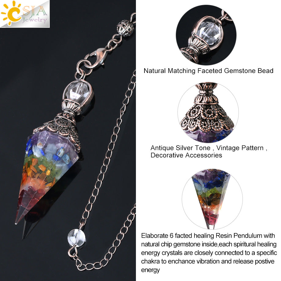 Chakra Healing Pendulum Tourmaline Crystals Pendent Fantasy Charms NEW