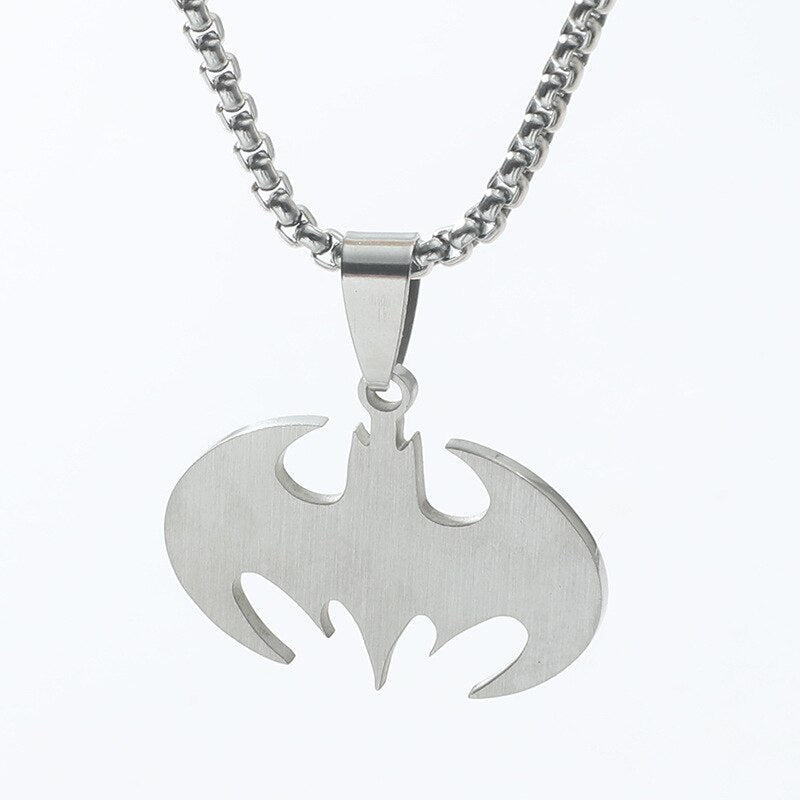 Superhero Batman Bat Symbol Logo Necklace Rose Gold Plated Silver Or Black, AMB, NEW!