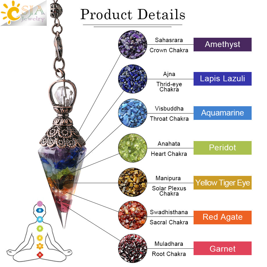 Chakra Healing Pendulum Tourmaline Crystals Pendent Fantasy Charms NEW