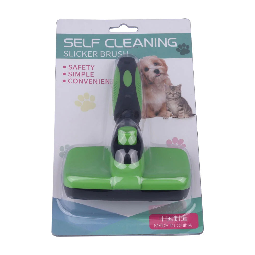 Self Cleaning Cat Dog Pet Brush Hair Remover Retractable Bristles Shedding Breeze NEW