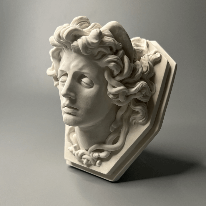 Medusa Bust Closed Eyes Wall Sculpture Decor Home Decoration, NEW