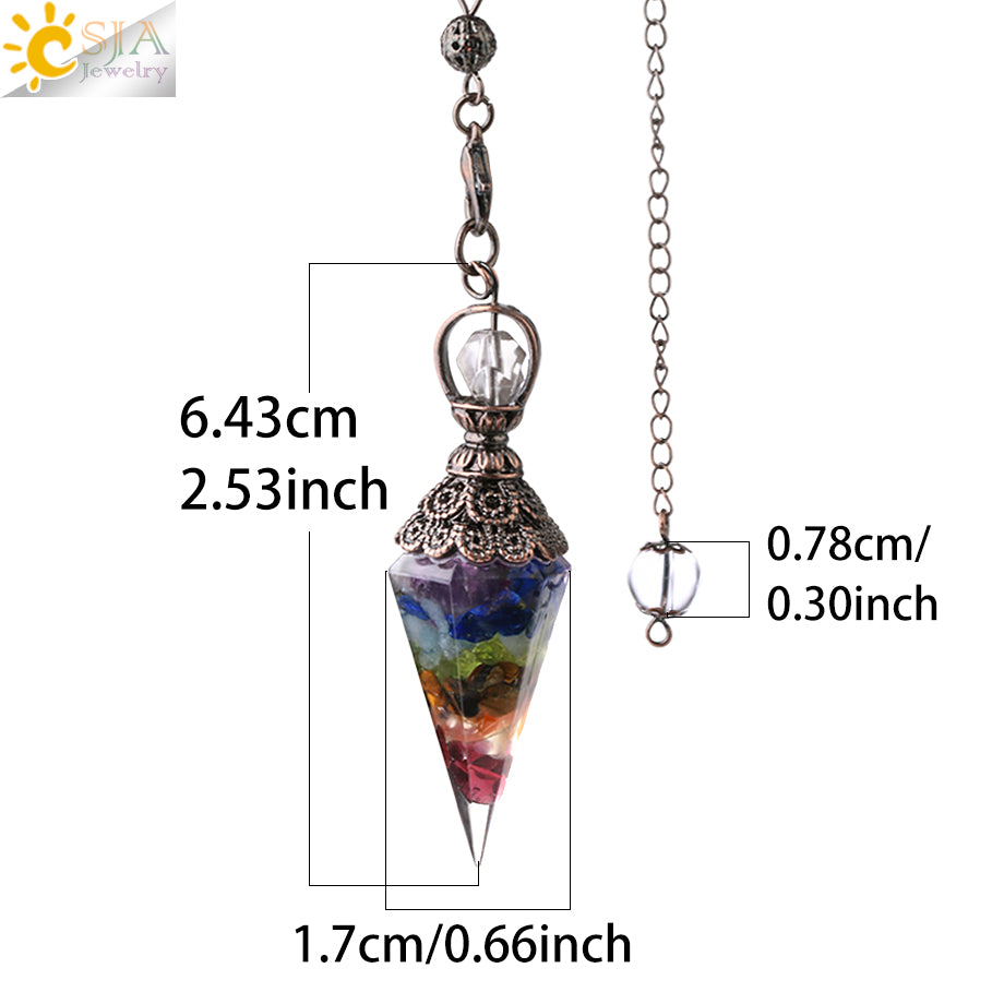 Chakra Healing Pendulum Tourmaline Crystals Pendent Fantasy Charms NEW