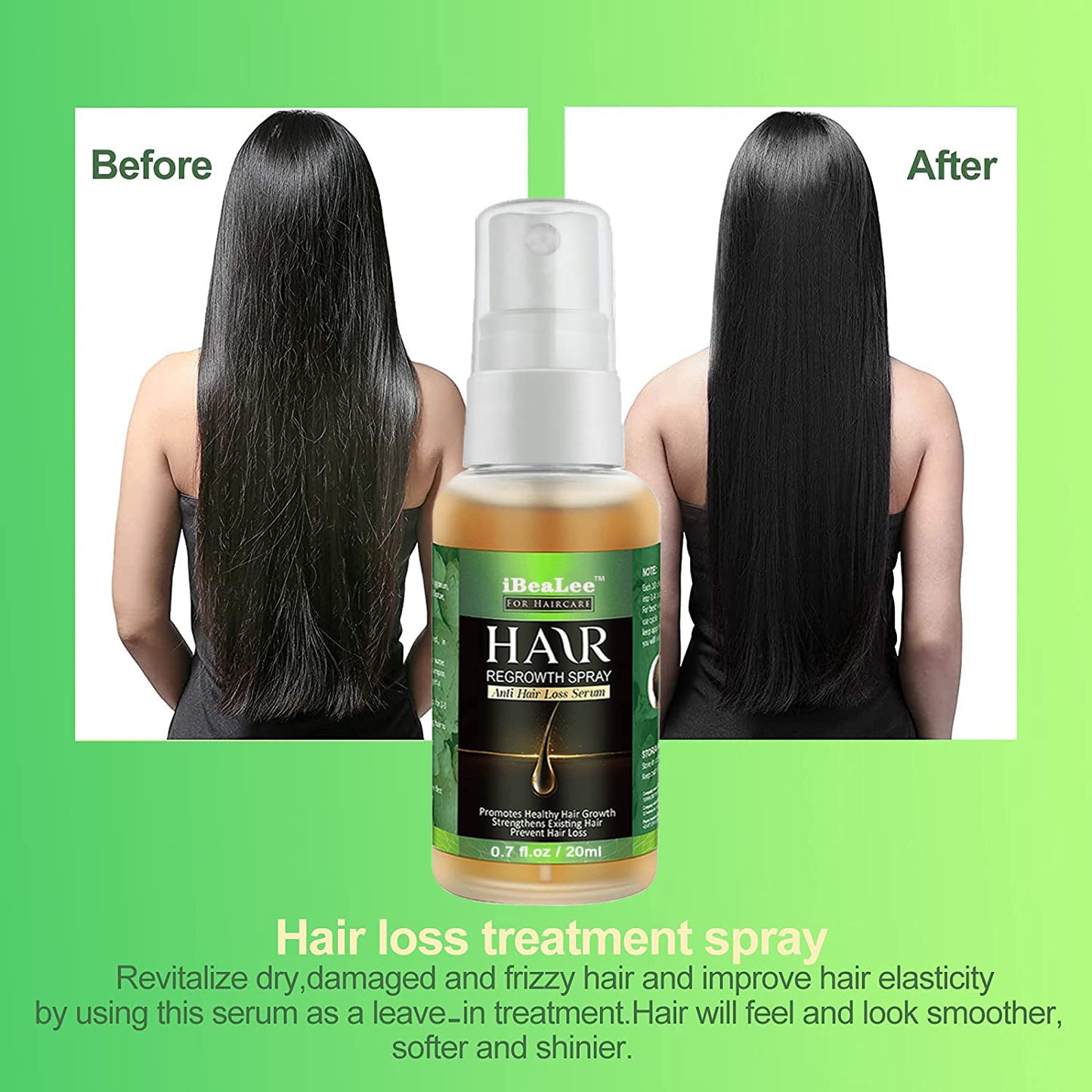 Ginger Hair Growth Spray 20ml Regrowth & Stop Hair Loss by iBeaLee, NEW