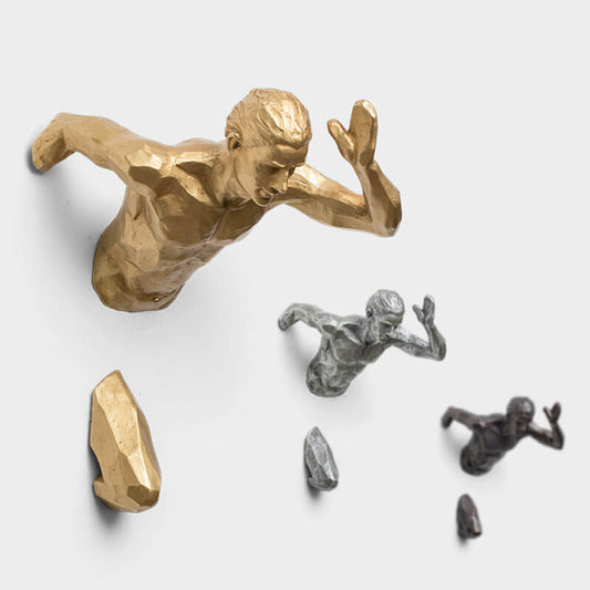 Runner/Sprinter 3D Art Wall Decor Inspiration Exhaustion Sculpture Emerges from Wall, NEW