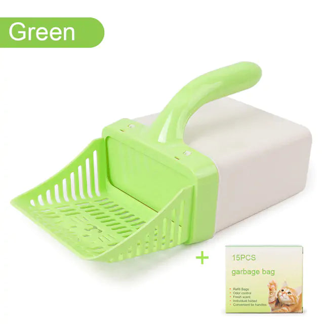 No Mess No Fuss Cat Litter Shovel Built-in Trash Can NEW