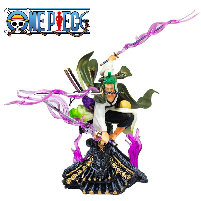 One Piece Anime Figure Roronoa Zoro PVC Figurine Novelty 19cm Tall Swordsman Statue NEW