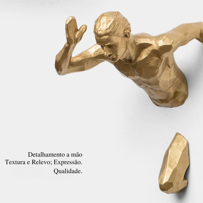 Runner/Sprinter 3D Art Wall Decor Inspiration Exhaustion Sculpture Emerges from Wall, NEW