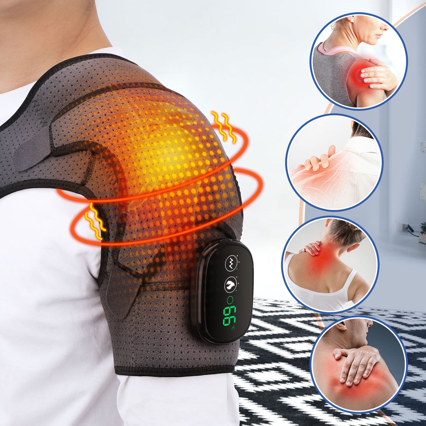 Electric Shoulder Massager Wrap Targeted Pain Relief Relaxation Infrared Heat Therapy NEW