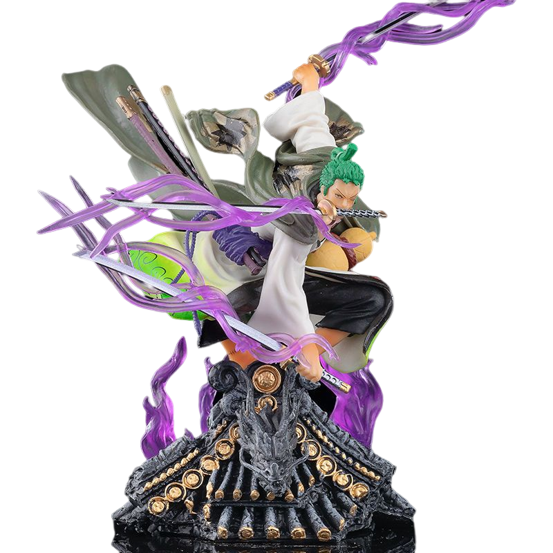 One Piece Anime Figure Roronoa Zoro PVC Figurine Novelty 19cm Tall Swordsman Statue NEW