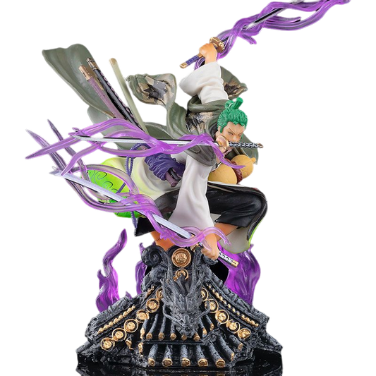 One Piece Anime Figure Roronoa Zoro PVC Figurine Novelty 19cm Tall Swordsman Statue NEW