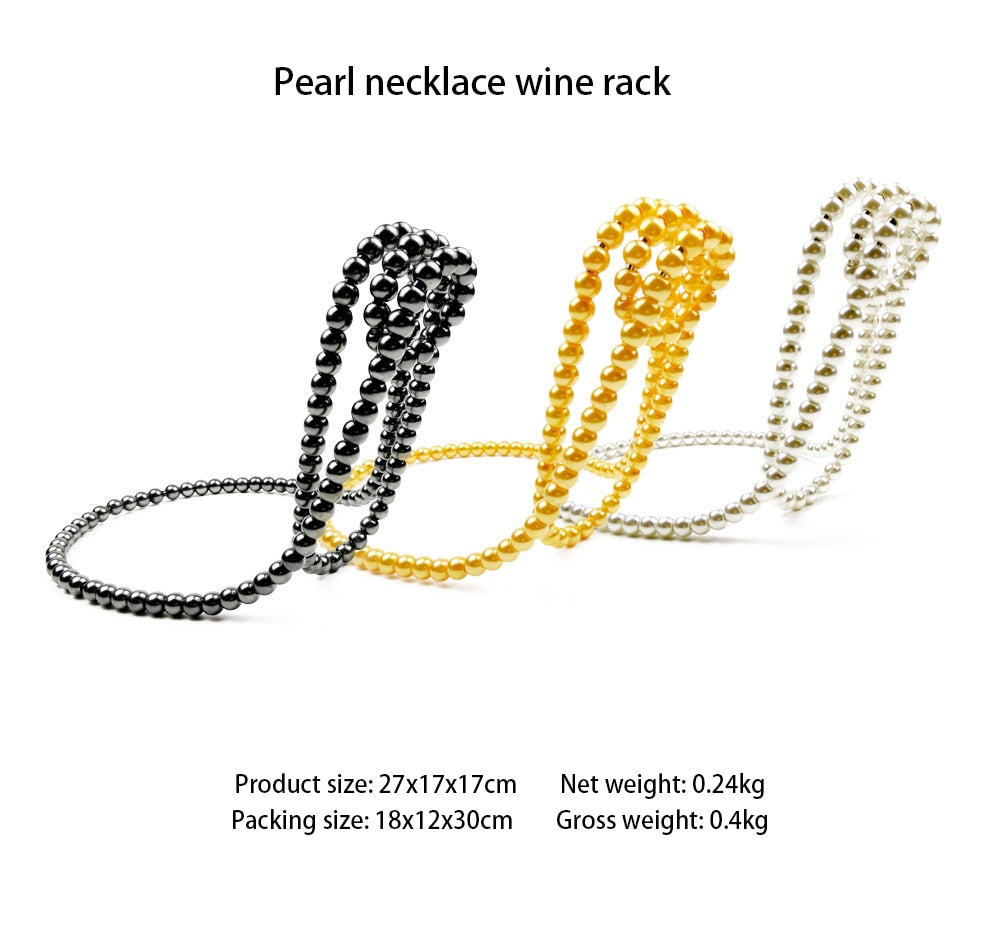 Pearl Necklace Wine Rack Display Decoration Showcase Black White Gold, AMB, NEW!