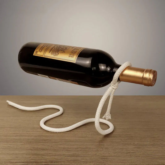 Suspended Rope Wine Bottle Holder Unique Conversation Starter Artistic NEW